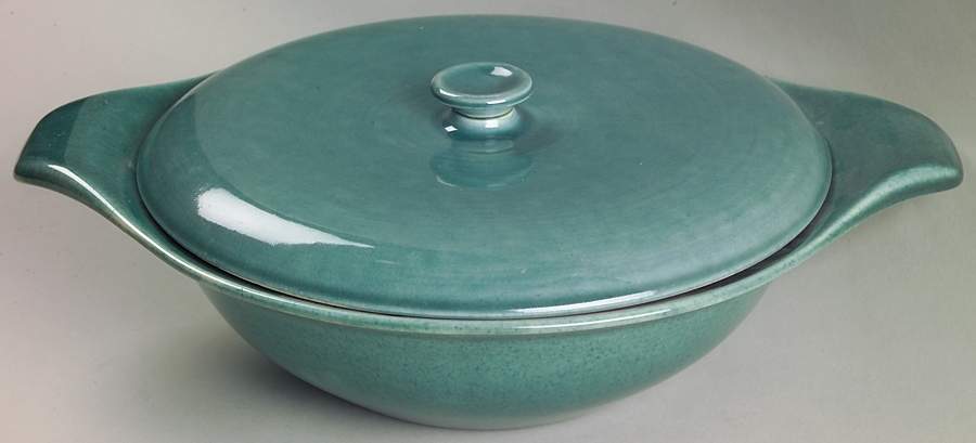 American Modern Seafoam Green Round Covered Vegetable by Steubenville-1