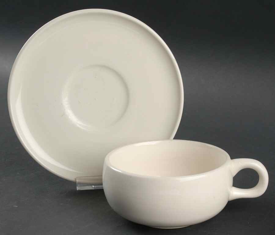 American Modern White Flat Cup & Saucer Set by Steubenville-1