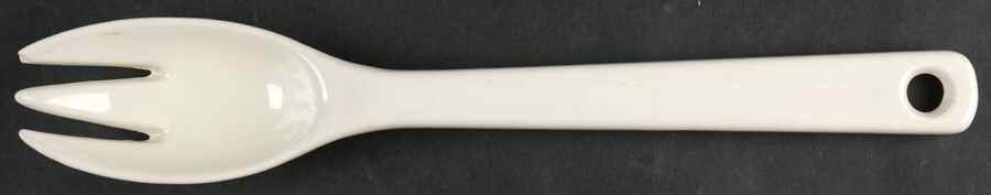 American Modern White Salad Serving Fork, Solid Piece by Steubenville-1