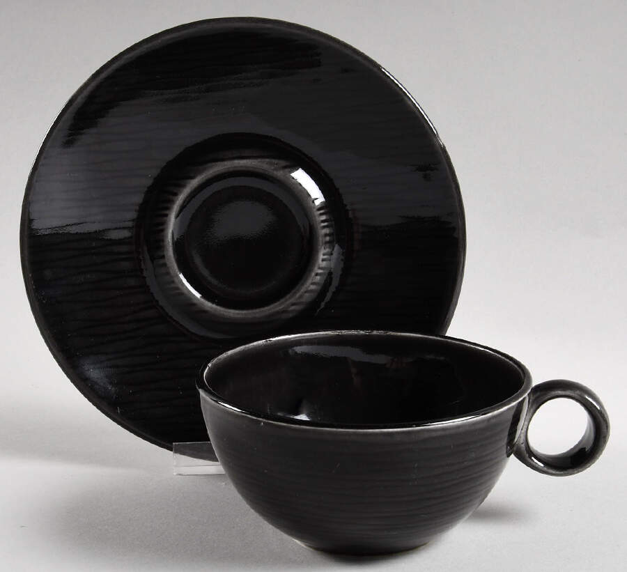 Contempora Charcoal Flat Cup & Saucer Set by Steubenville-1