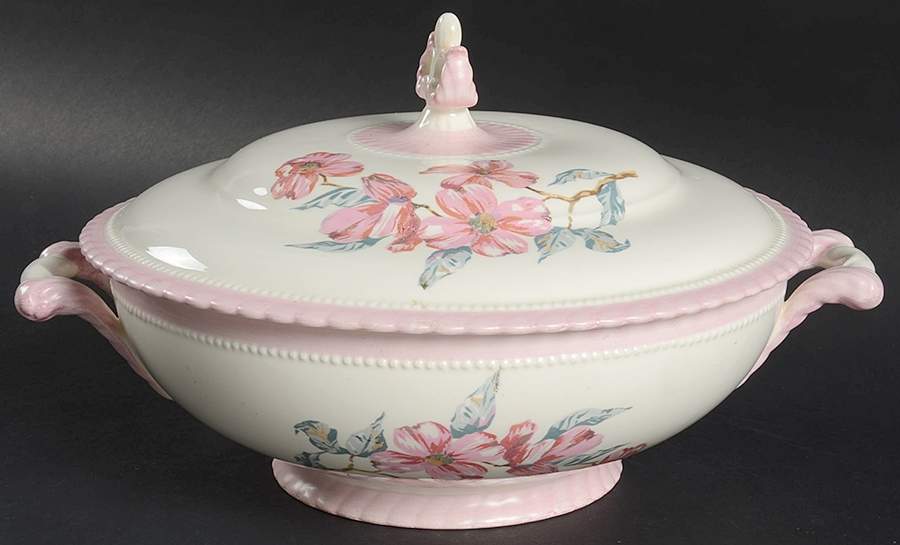 Dogwood Pink Round Covered Vegetable by Steubenville-1