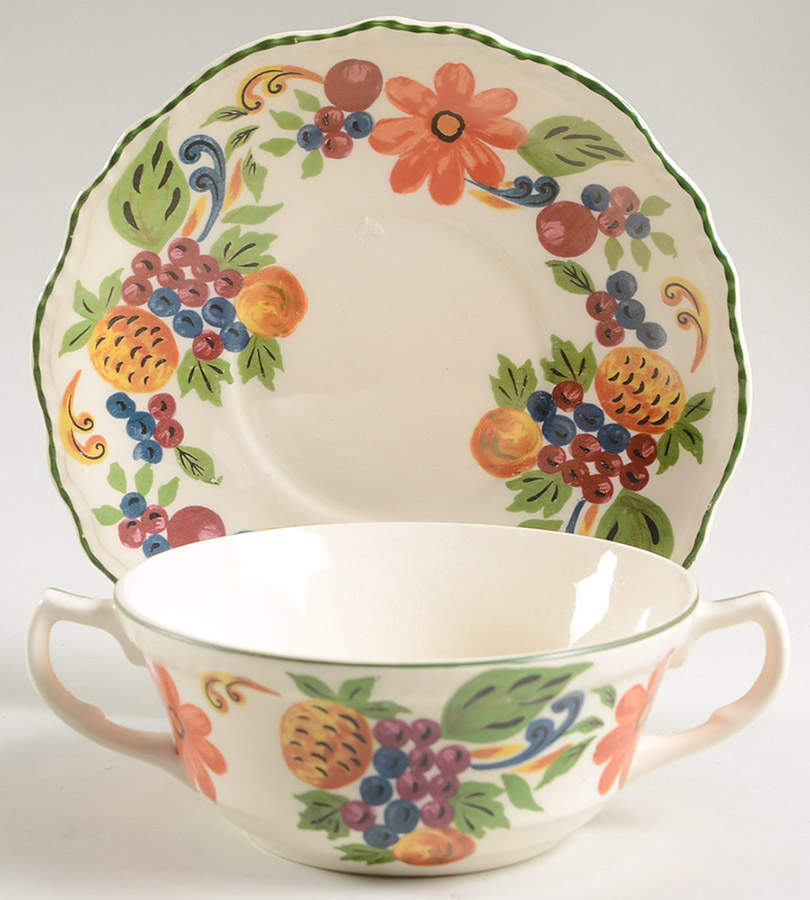 Harvest Flat Cream Soup Bowl & Saucer Set by Steubenville-1