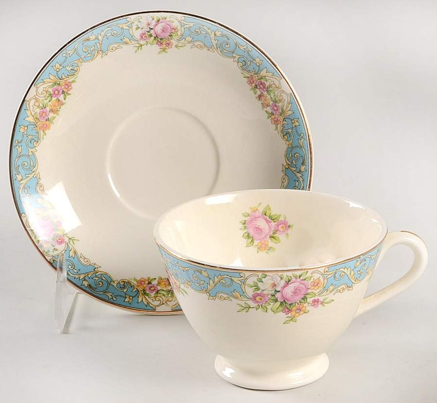 Blurose Footed Cup & Saucer Set by Steubenville-1