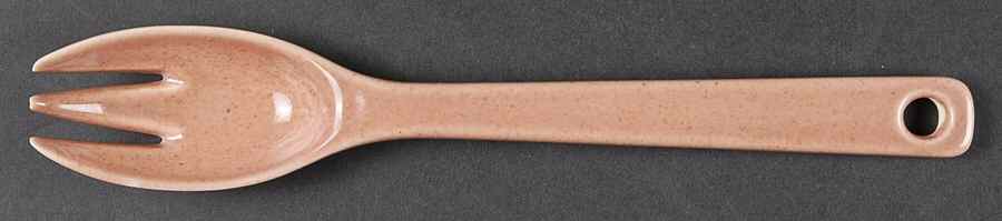 Woodfield Coral (Salmon Pink) Salad Serving Fork, Solid Piece by Steubenville-1