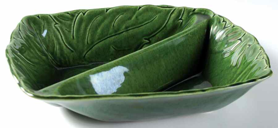 Woodfield Dark Green (Tropic) Square Divided Vegetable Bowl by Steubenville-1