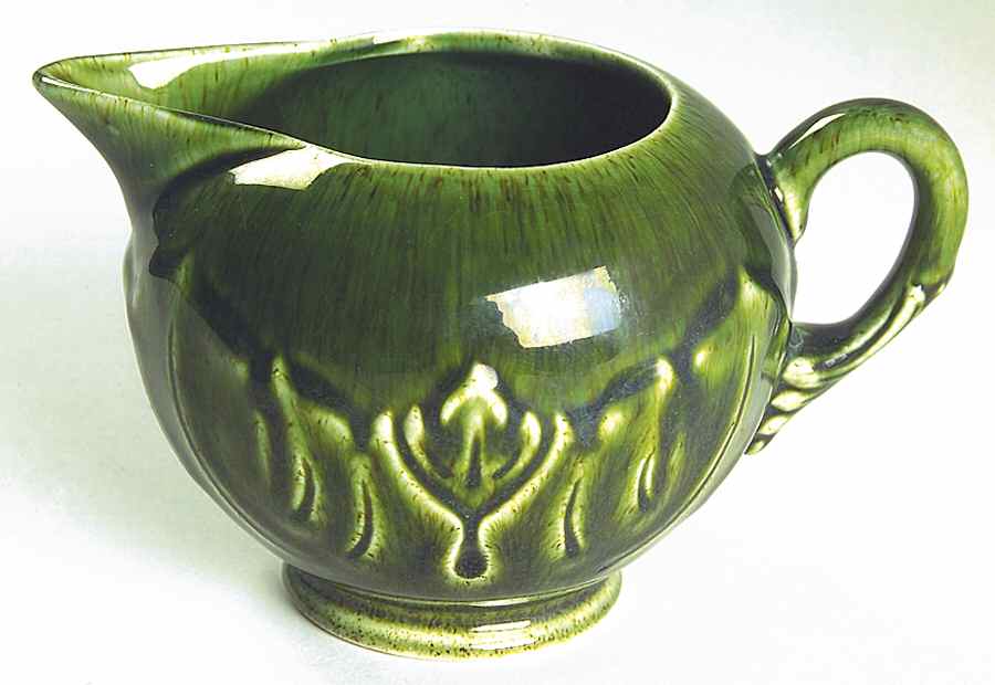 Woodfield Dark Green (Tropic) Footed Creamer by Steubenville-1