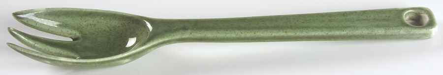Woodfield Dark Green (Tropic) Salad Serving Fork, Solid Piece by Steubenville-1
