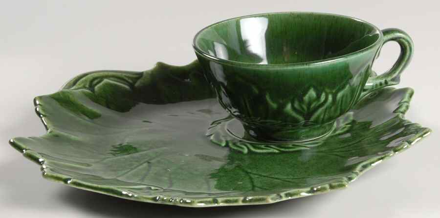 Woodfield Dark Green (Tropic) Tea & Toast Snack Set (Flat Cup) by Steubenville-1