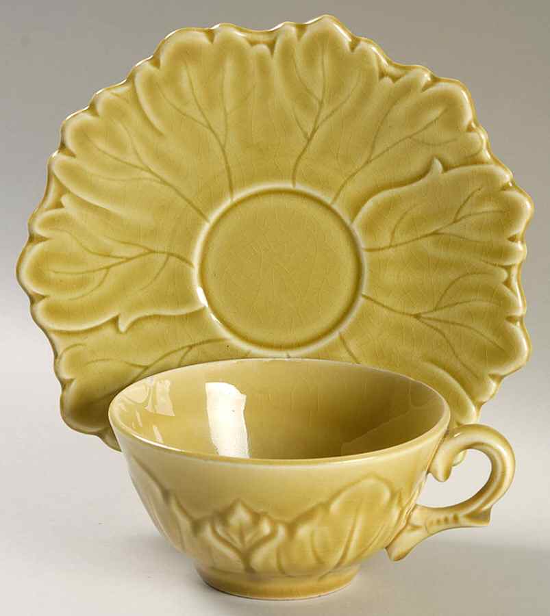 Woodfield Golden Fawn Flat Cup & Saucer Set by Steubenville-1