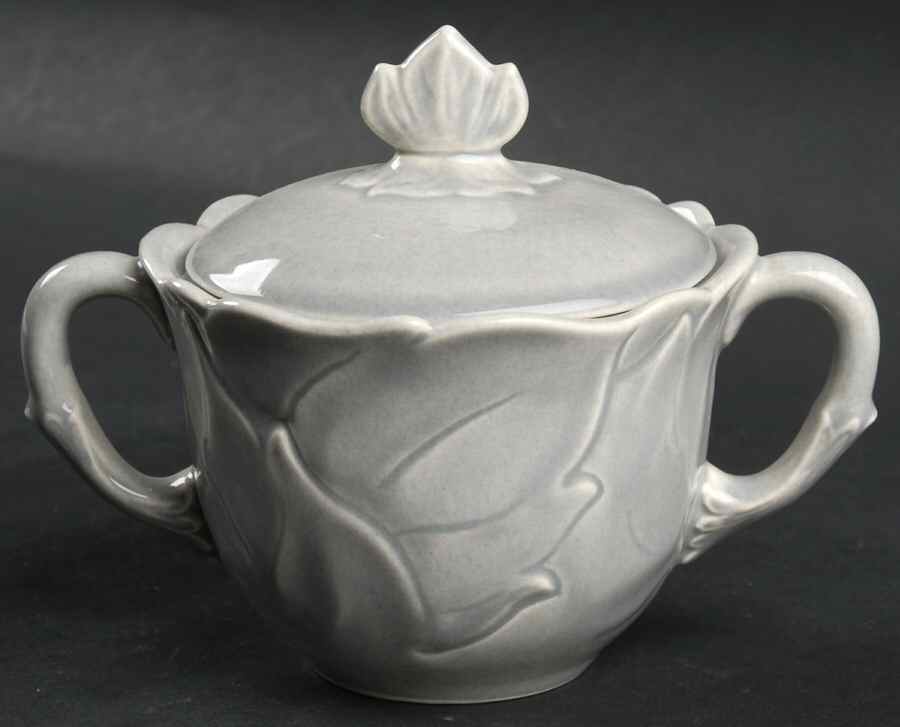 Woodfield Dove Gray Flat Sugar Bowl & Lid by Steubenville-1