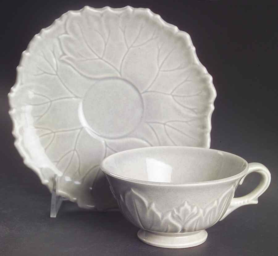 Woodfield Dove Gray Footed Cup & Saucer Set by Steubenville-1