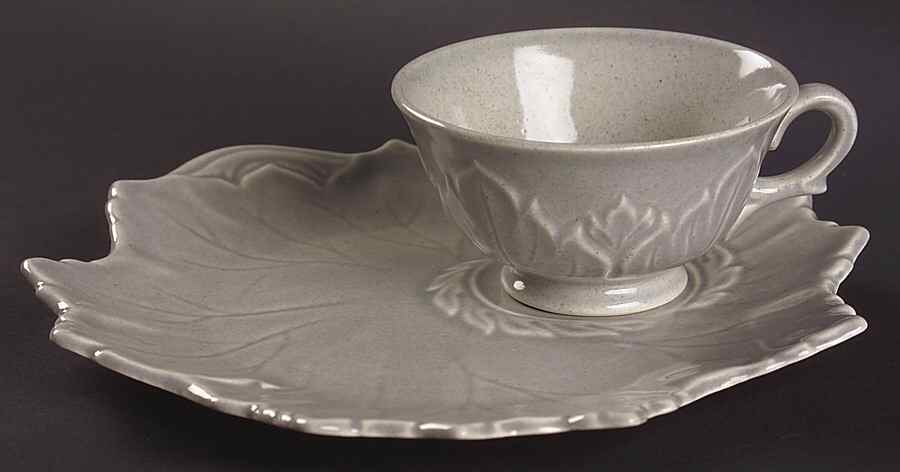 Woodfield Dove Gray Tea & Toast Snack Set (Footed Cup) by Steubenville-1