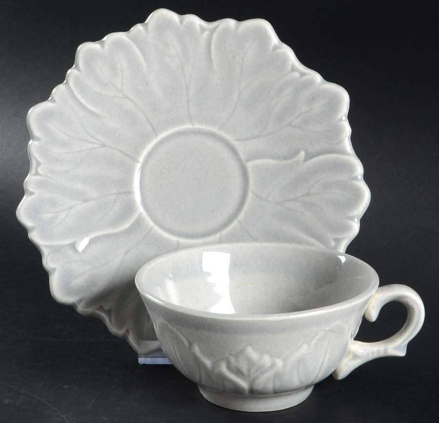 Woodfield Dove Gray Flat Cup & Saucer Set by Steubenville-1