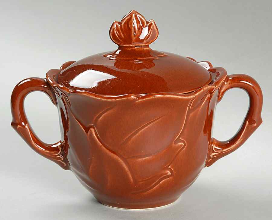 Woodfield Rust Flat Sugar Bowl & Lid by Steubenville-1