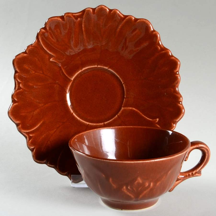 Woodfield Rust Flat Cup & Saucer Set by Steubenville-1