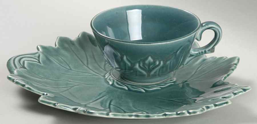 Woodfield Seafoam Green (Jungle) Tea & Toast Snack Set (Flat Cup) by Steubenville-1