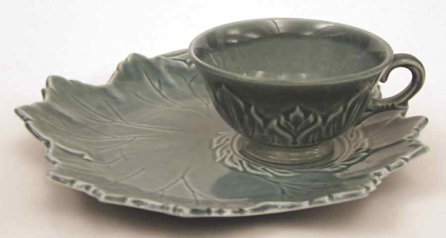 Woodfield Seafoam Green (Jungle) Tea & Toast Snack Set (Footed Cup) by Steubenville-1