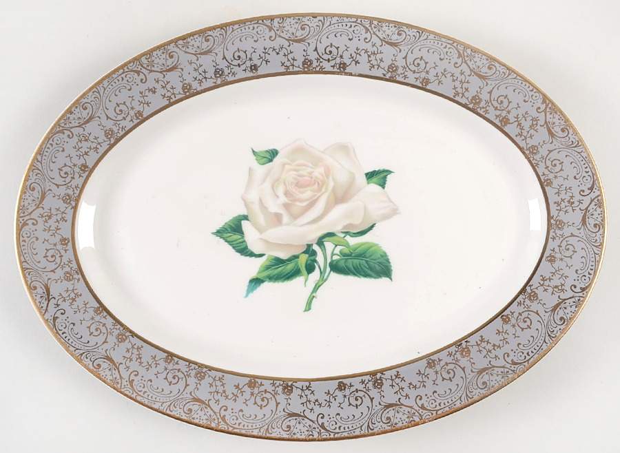 Chantilly Gray 13" Oval Serving Platter by Stradford-1