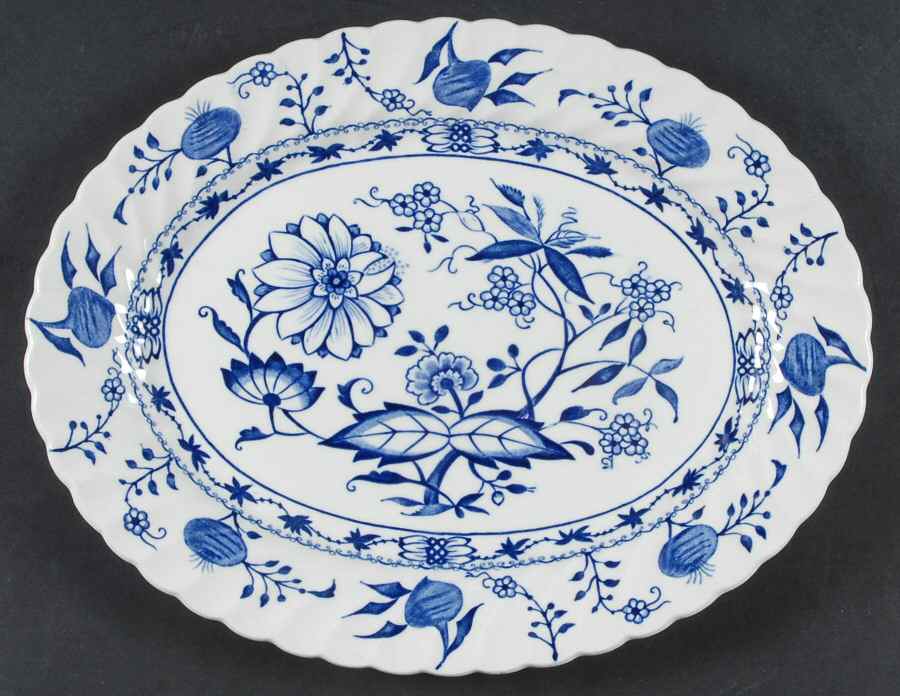 Blue Lily 12" Oval Serving Platter by Staffordshire-1