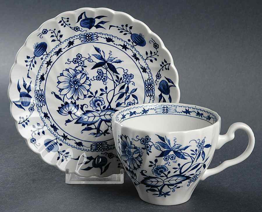 Blue Lily Flat Cup & Saucer Set by Staffordshire-1