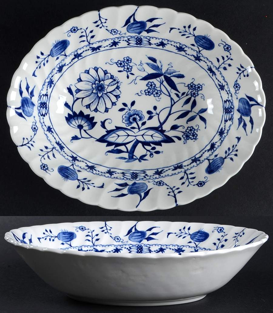 Blue Lily 9" Oval Vegetable Bowl by Staffordshire-1
