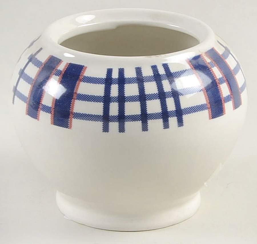 Blue Linen Sugar Bowl No Lid by Staffordshire-1