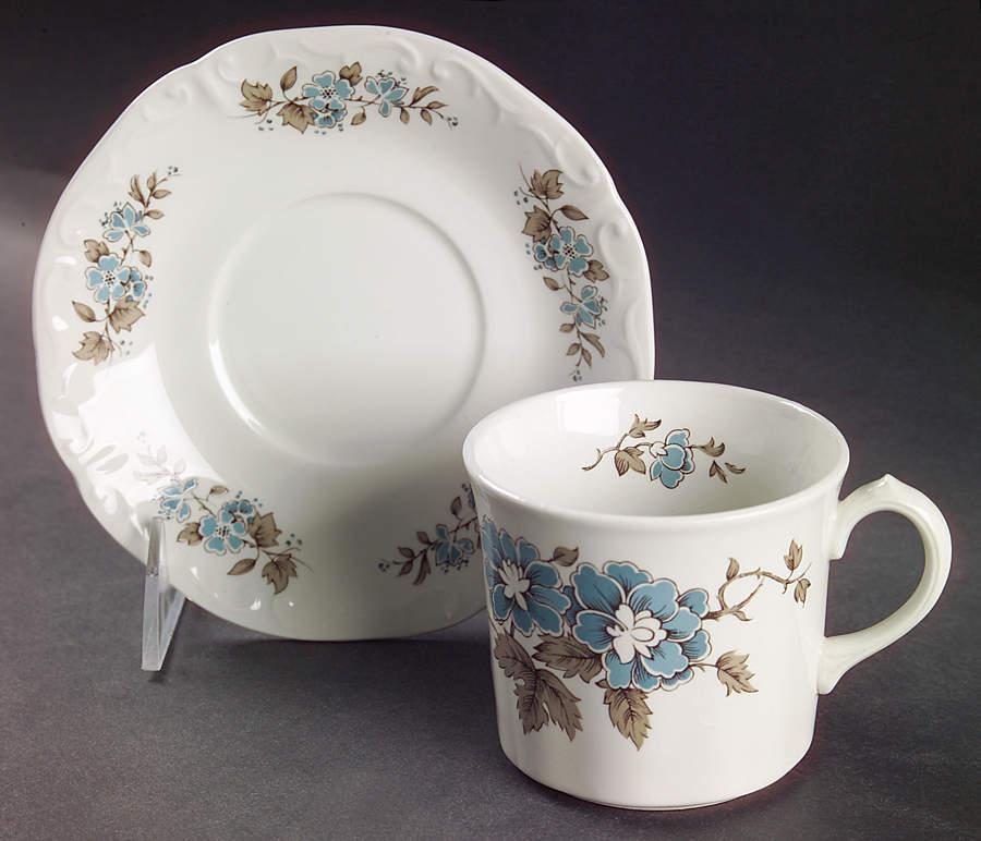 Blossomtime Blue Flat Cup & Saucer Set by Staffordshire-1