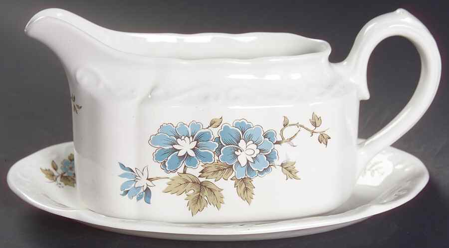 Blossomtime Blue Gravy Boat & Underplate/Relish by Staffordshire-1