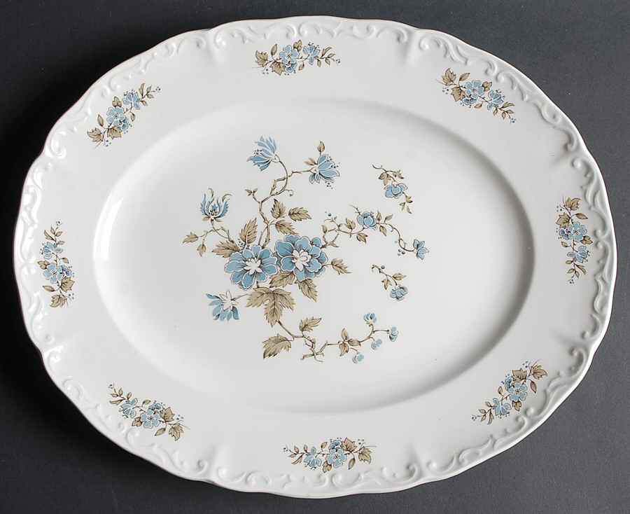 Blossomtime Blue 14" Oval Serving Platter by Staffordshire-1