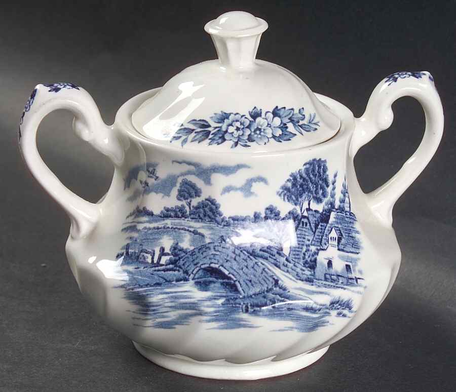 Bluebrook Sugar Bowl & Lid by Staffordshire-1
