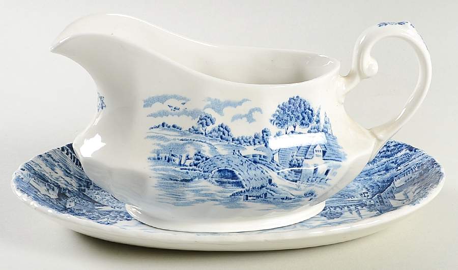 Bluebrook Gravy Boat & Underplate/Relish by Staffordshire-1