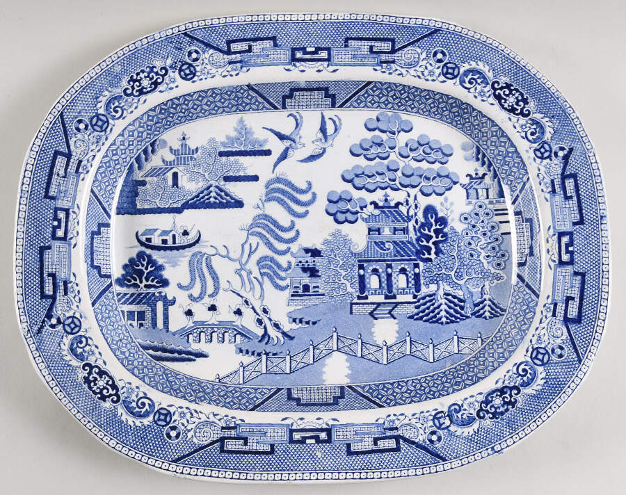 Blue Willow 15" Oval Serving Platter by Staffordshire-1