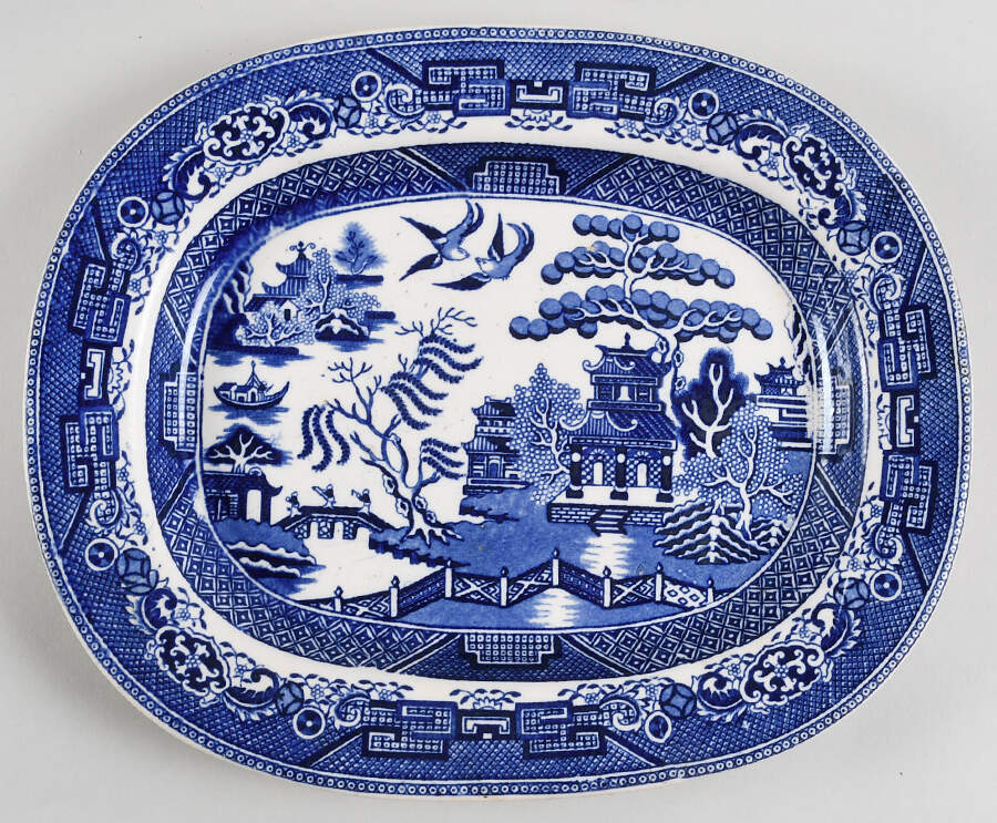 Blue Willow 11" Oval Serving Platter by Staffordshire-1