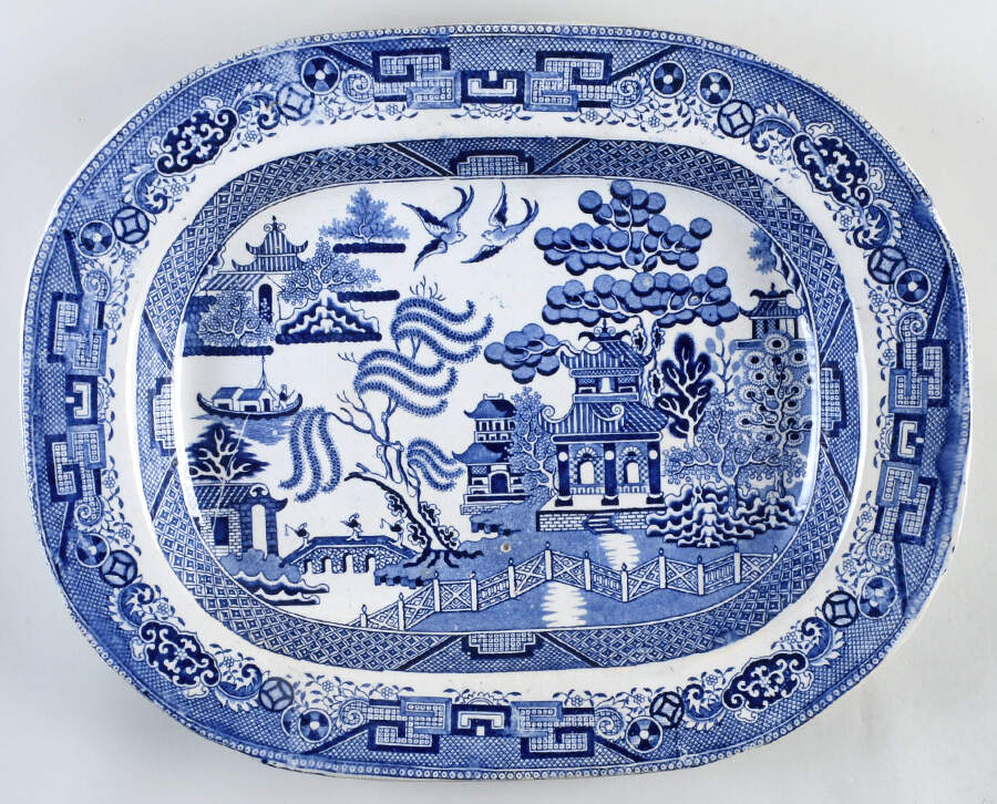 Blue Willow 18" Oval Serving Platter by Staffordshire-1