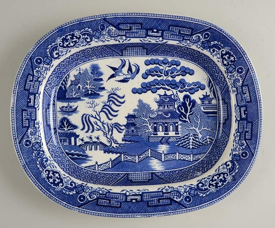 Blue Willow 13" Oval Serving Platter by Staffordshire-1