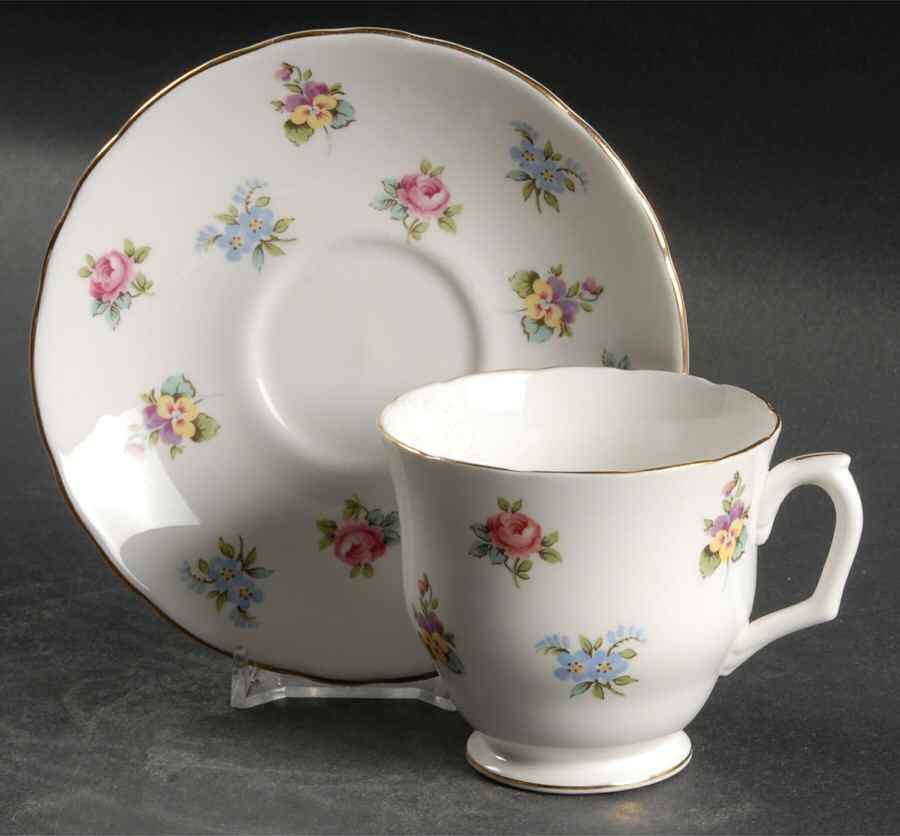 Bouquet Footed Cup & Saucer Set by Staffordshire-1