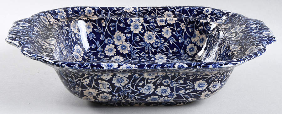 Calico Blue (Burleigh Stamp) Square Vegetable No Lid by Staffordshire-1