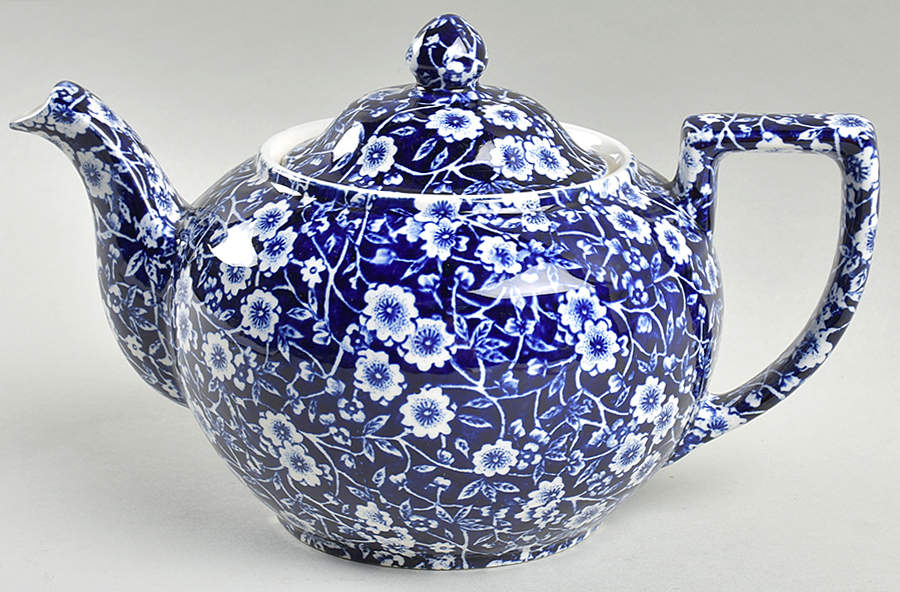 Calico Blue (Burleigh Stamp) Small Teapot & Lid by Staffordshire-1