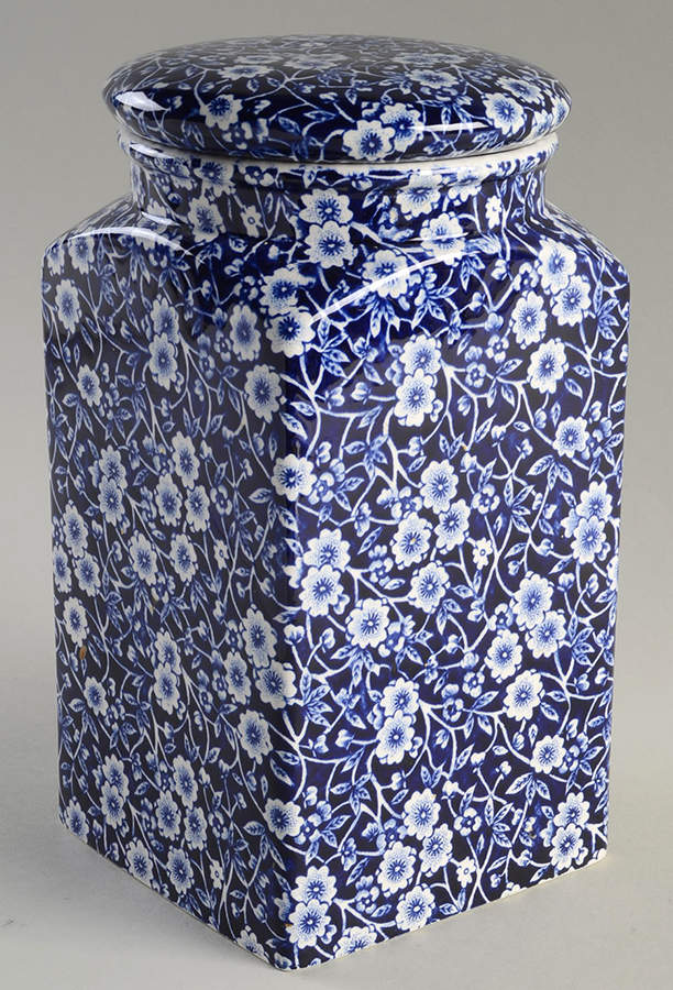 Calico Blue (Burleigh Stamp) 8" Storage Jar & Lid by Staffordshire-1