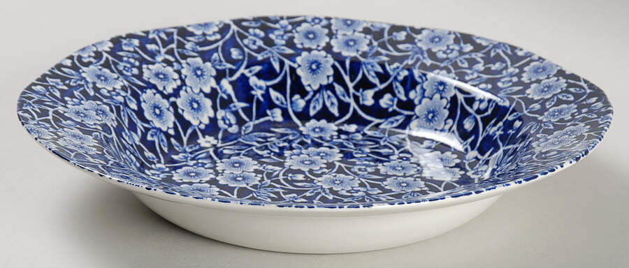 Calico Blue (Burleigh Stamp) Large Rim Soup Bowl by Staffordshire-1