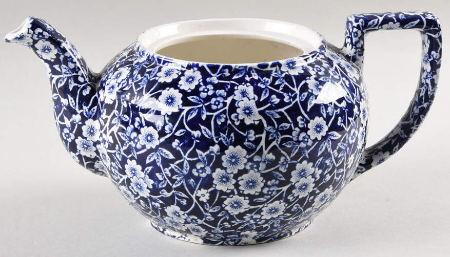 Calico Blue (Burleigh Stamp) Teapot No Lid by Staffordshire-1