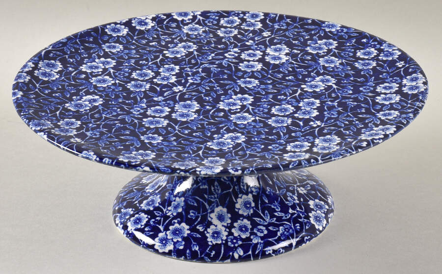 Calico Blue (Burleigh Stamp) 9" Diameter Pedestal Cake Stand by Staffordshire-1