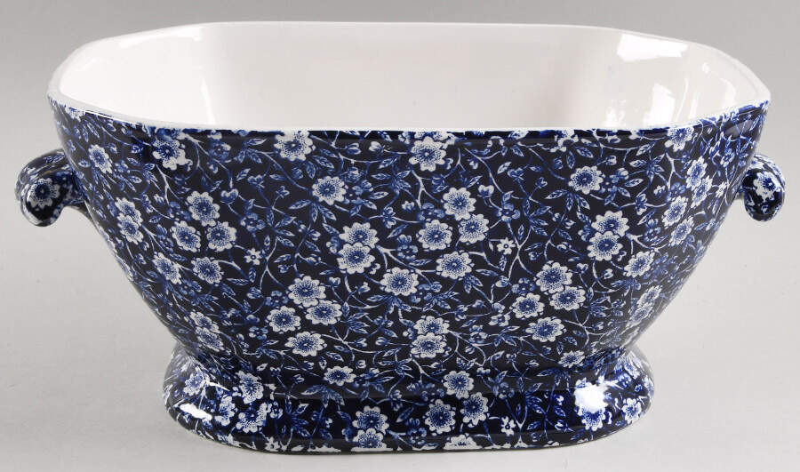 Calico Blue (Burleigh Stamp) Tureen No Lid by Staffordshire-1