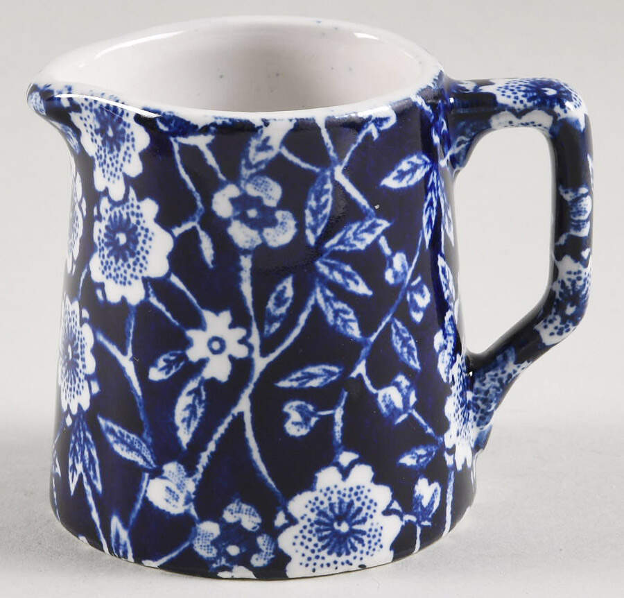 Calico Blue (Burleigh Stamp) Miniature Tankard Jug by Staffordshire-1