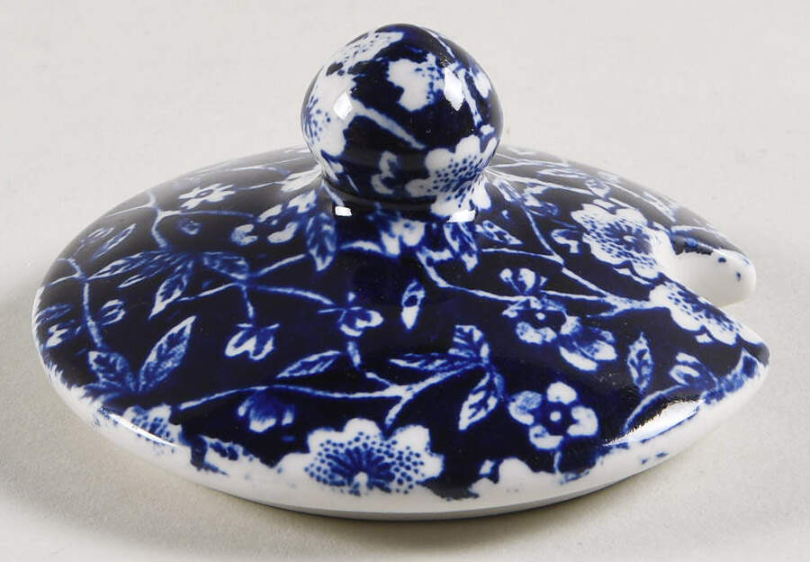 Calico Blue (Burleigh Stamp) Lid for Sugar Bowl by Staffordshire-1