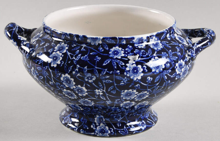 Calico Blue (Burleigh Stamp) Sugar Bowl No Lid by Staffordshire-1