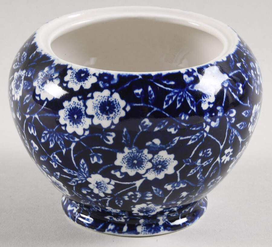Calico Blue (Burleigh Stamp) Sugar Bowl No Lid by Staffordshire-1