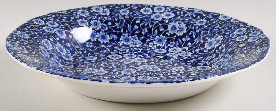 Calico Blue (Burleigh Stamp) Large Rim Soup Bowl by Staffordshire-1