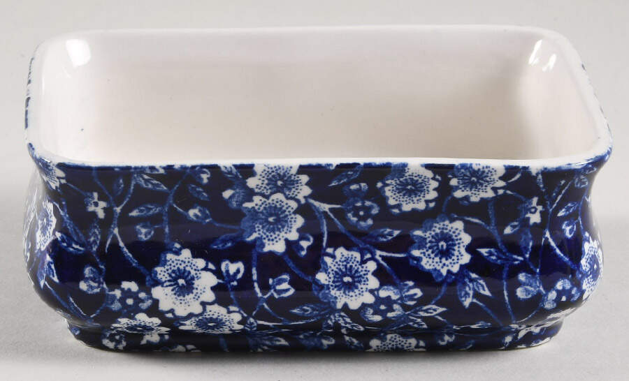 Calico Blue (Burleigh Stamp) 4" Rectangular Box No Lid by Staffordshire-1