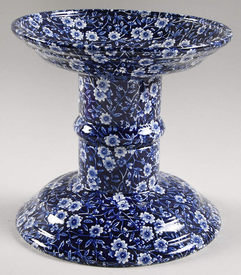 Calico Blue (Burleigh Stamp) 7" Pillar Candleholder by Staffordshire-1